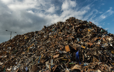 Scrap metal for recycling Piled up high 