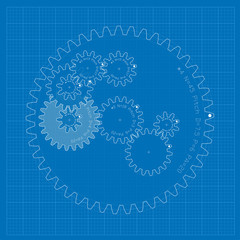 Vector blueprint art with gears