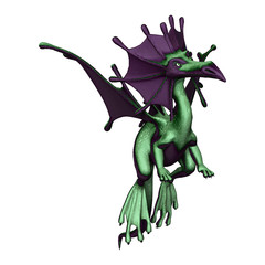 Fototapeta premium 3D Rendering Little Dragon on White