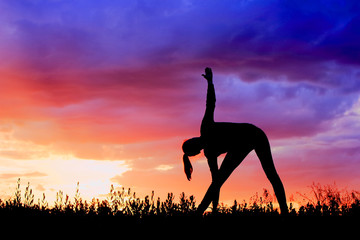 Yoga woman silhouette.