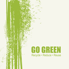 Go Green Recycle Reduce Reuse Eco Poster Concept. Vector Creative Organic Illustration On Paper Background.