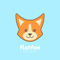 Cute cartoon flat fox 
