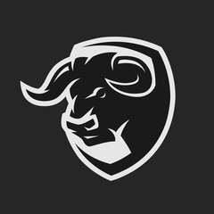 Head of a bull, monochrome logo.