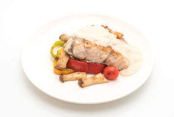 grilled snapper fish steak with vegetable