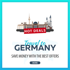 Naklejka premium Travel to Germany. Travel Template Banners for Social Media. Hot Deals. Best Offers.