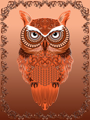 Big Serious Ornate Owl