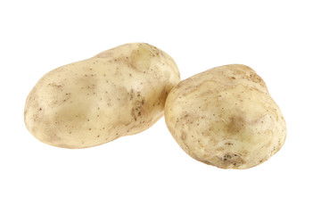 Young, raw potatoes isolated on a white background