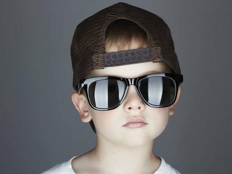 funny child.little boy in sunglasses