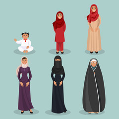 Arabic women generations from child to elderly person