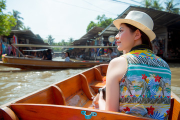 Fototapeta premium asian tourist travel woman looking view