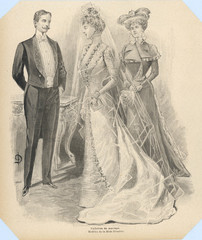 Wedding dress  bride and groom of 1899. Date: 1899