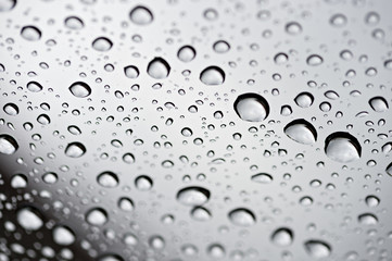Drops of water on glass