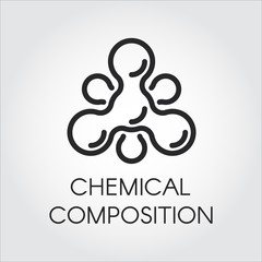 Chemical molecular icon in linear style. Atom structure contour logo. Black simplicity vector pictogram for your projects. Web label