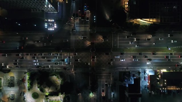 Top View of Faria Lima x Juscelino Kubitschek avenue in Sao Paulo, Brazil