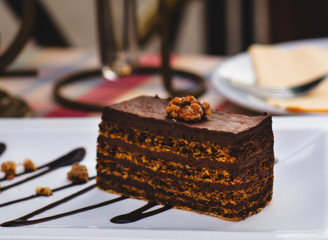 Hungarian traditional chocolate cake Dobostorta