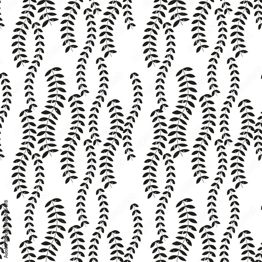 Aufkleber Vector floral seamless pattern with stylized twigs and leaves in retro style.