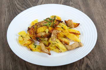 Fried potato with pork