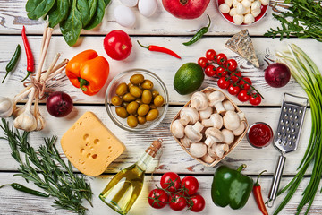 Healthy products for meal preparation.