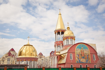 Orthodox monastery in Kiev. Religious building in Ukraine - 162248254