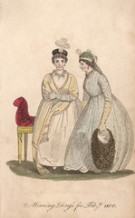 Fototapeta na wymiar Two Ladies of 1800. Date: February 1800