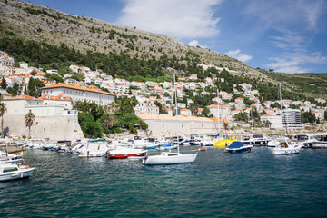 Fototapeta na wymiar Croatian Dubrovnik Marina full of Yachts