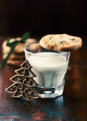 Christmas cookies with a glass of milk