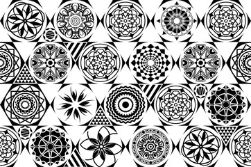 Universal different vector seamless patterns. tiling. Endless texture can be used for wallpaper, pattern fills, web page background,surface textures. Set of monochrome geometric ornaments.