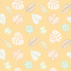 Seamless tropical palm leaves pattern