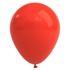 Red balloon isolated on white background with reflection . 3D rendering.