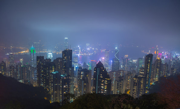 Hong Kong Panorama bei Nacht