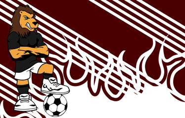 Fototapeta premium fitness lion soccer player cartoon background in vector format