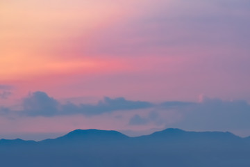 Hot weather, clouds look colorful before sunset.