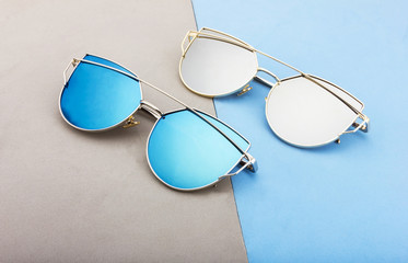 Creative shoot for cool and stylish sunglasses with different lighting and cool props