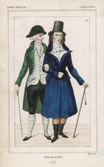 Costume - French Men. Date: 1794