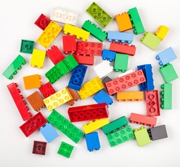 Plastic construction blocks.