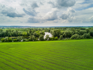 Aerial view of the Russian countryside in autumn