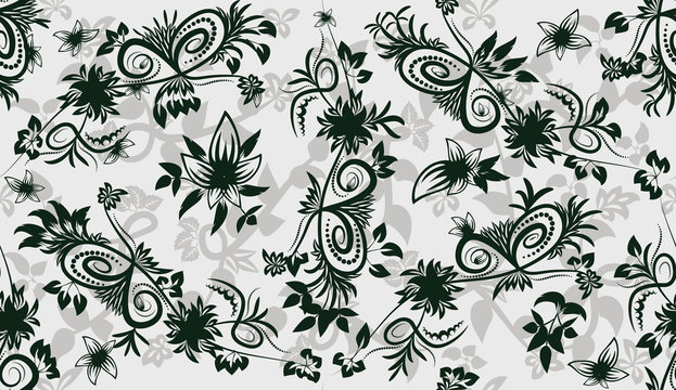 leaves and flowers seamless background