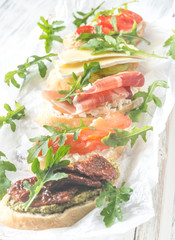 Crostini with different toppings