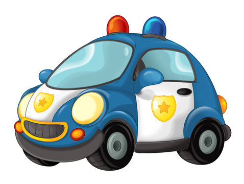 Cartoon police car - isolated - illustration for children