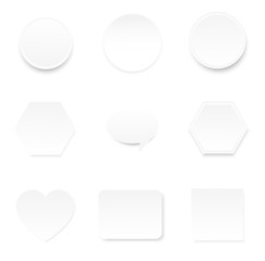 blank white paper note in circle heart rectangular and hexagonal shape bubble speech for infographic background