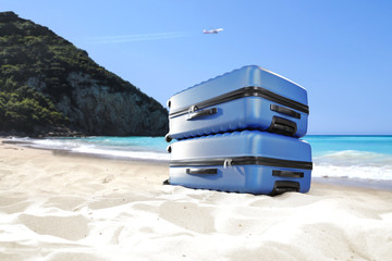 suitcase on sand 