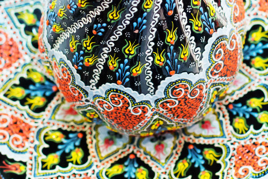 detailed image of a traditional Oriental ornament on Turkish porcelain jug
