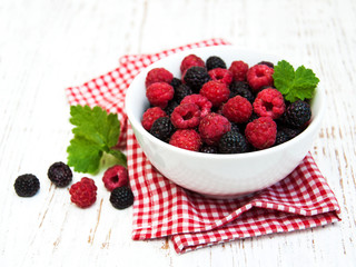Bowl with Blackberries and raspberries