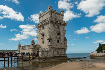Fototapeta na wymiar Belem Tower or the Tower of St Vincent in Lisbon, Portugal on a sunny day