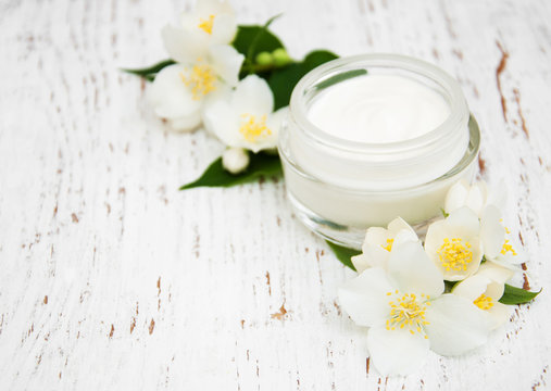 face and body cream moisturizers with jasmine flowers