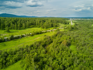 Fototapeta na wymiar Aerial view of the Russian landscape