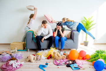 Kids romping at home