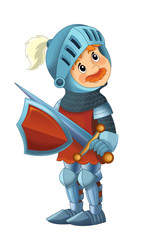 cartoon happy and funny knight - isolated illustration for children