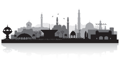 Muscat Oman city skyline silhouette - obrazy, fototapety, plakaty