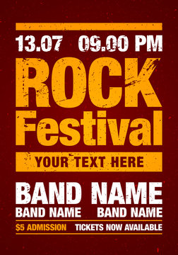 vector rock festival flyer design template for party